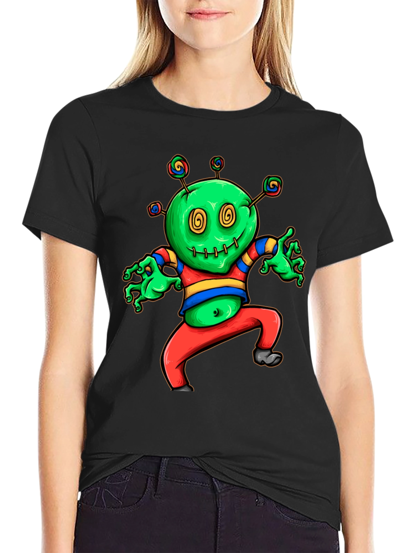 Black Funky Green Monster T-Shirt view 2