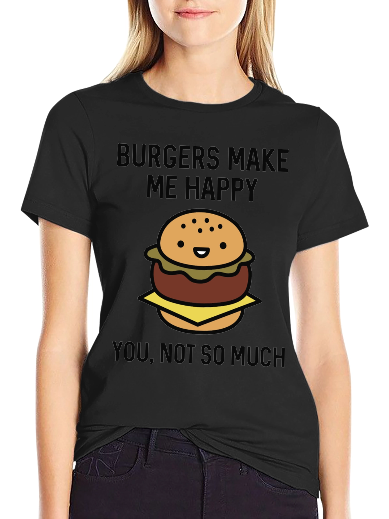 Black Burger Graphic Tee - Funny Men's T-Shirt view 2