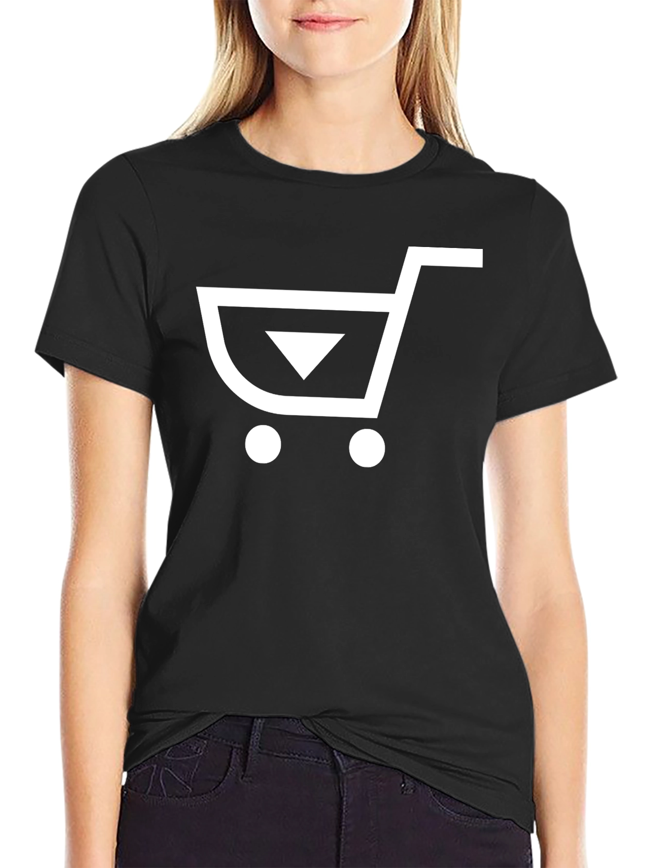 Black Modern Shopping Cart Graphic Tee - Black view 2