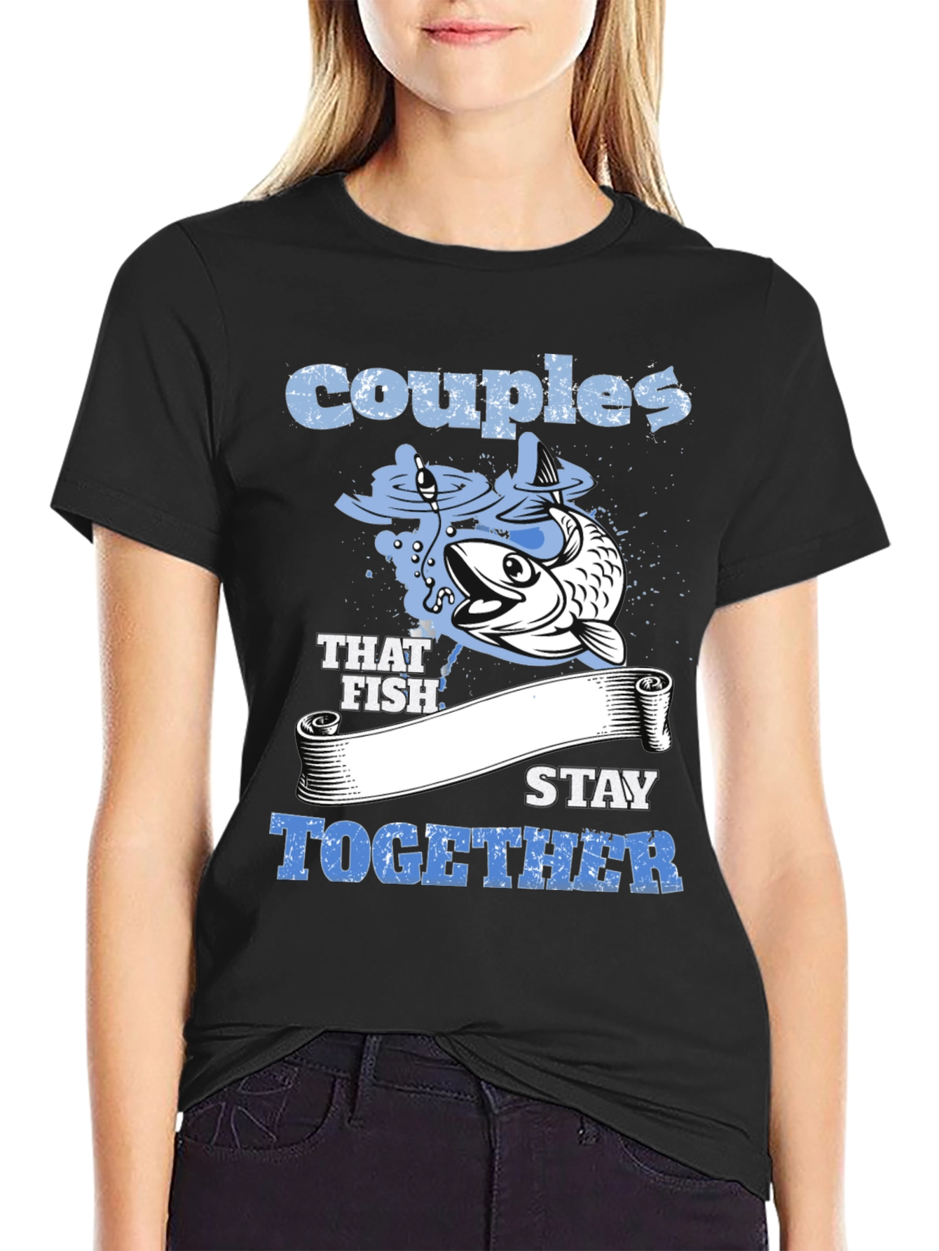 Black Couples That Fish Stay Together Graphic Tee view 2