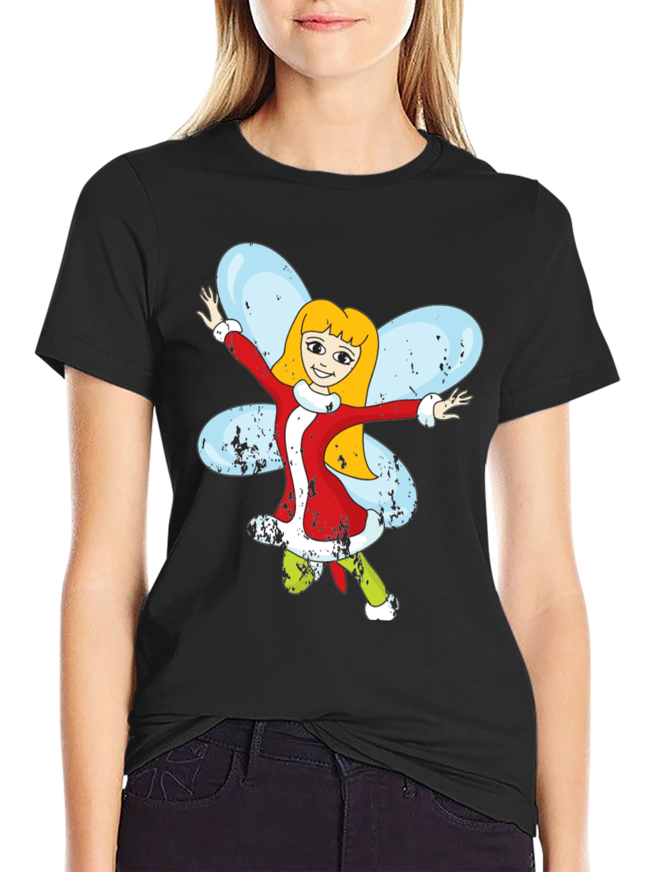 Black Fairy Graphic Black T-Shirt view 2