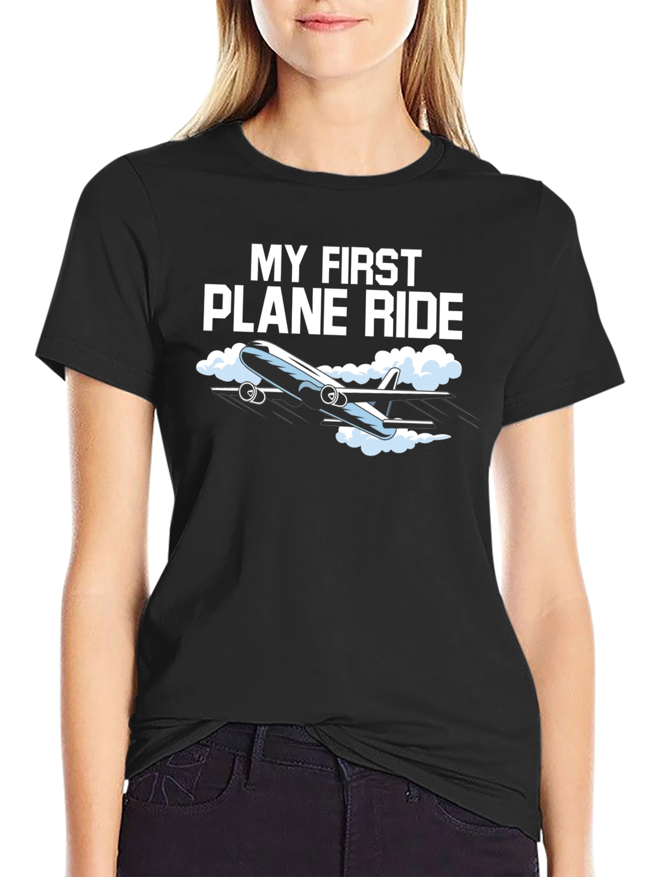 Black My First Plane Ride Graphic Tee - Aviation T-Shirt view 2