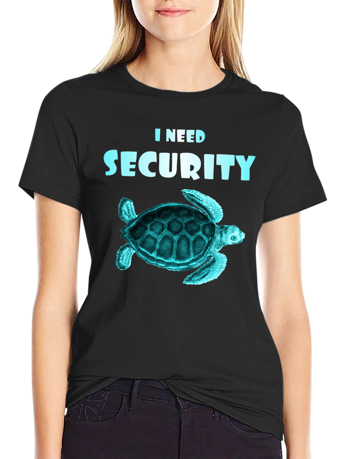 Black I Need Security Turtle T-Shirt view 2