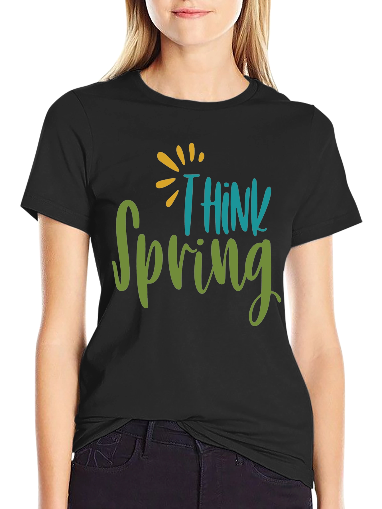 Black Think Spring Graphic Tee - Black view 2