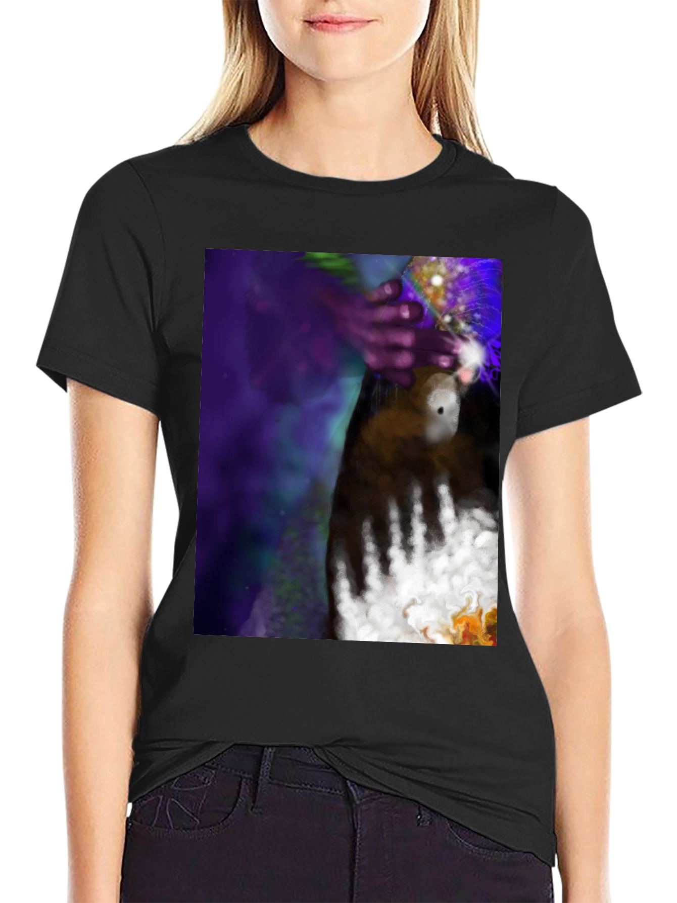 Black Abstract Hand Art Tee - Black view 2