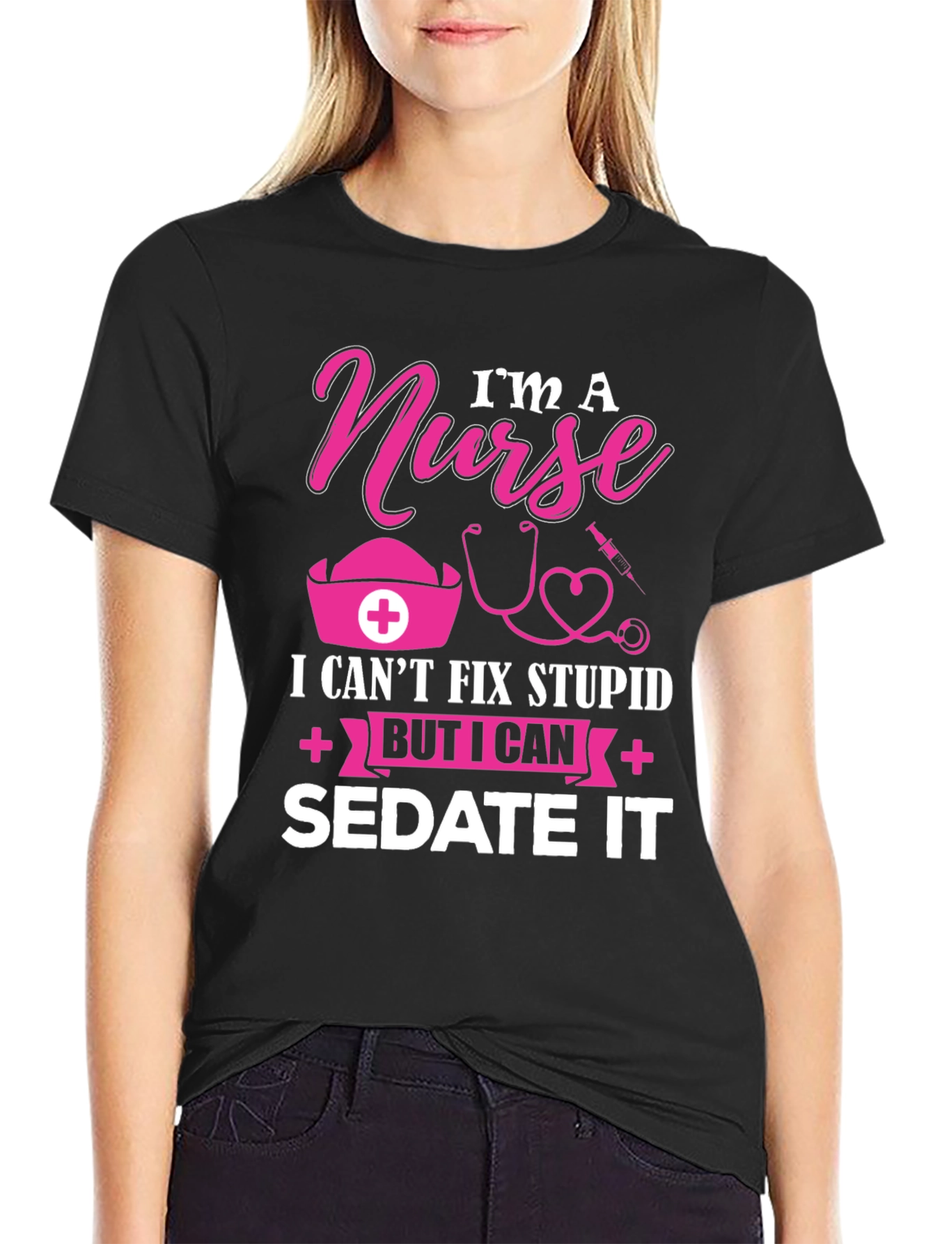 Black I'm A Nurse Funny T-Shirt view 2