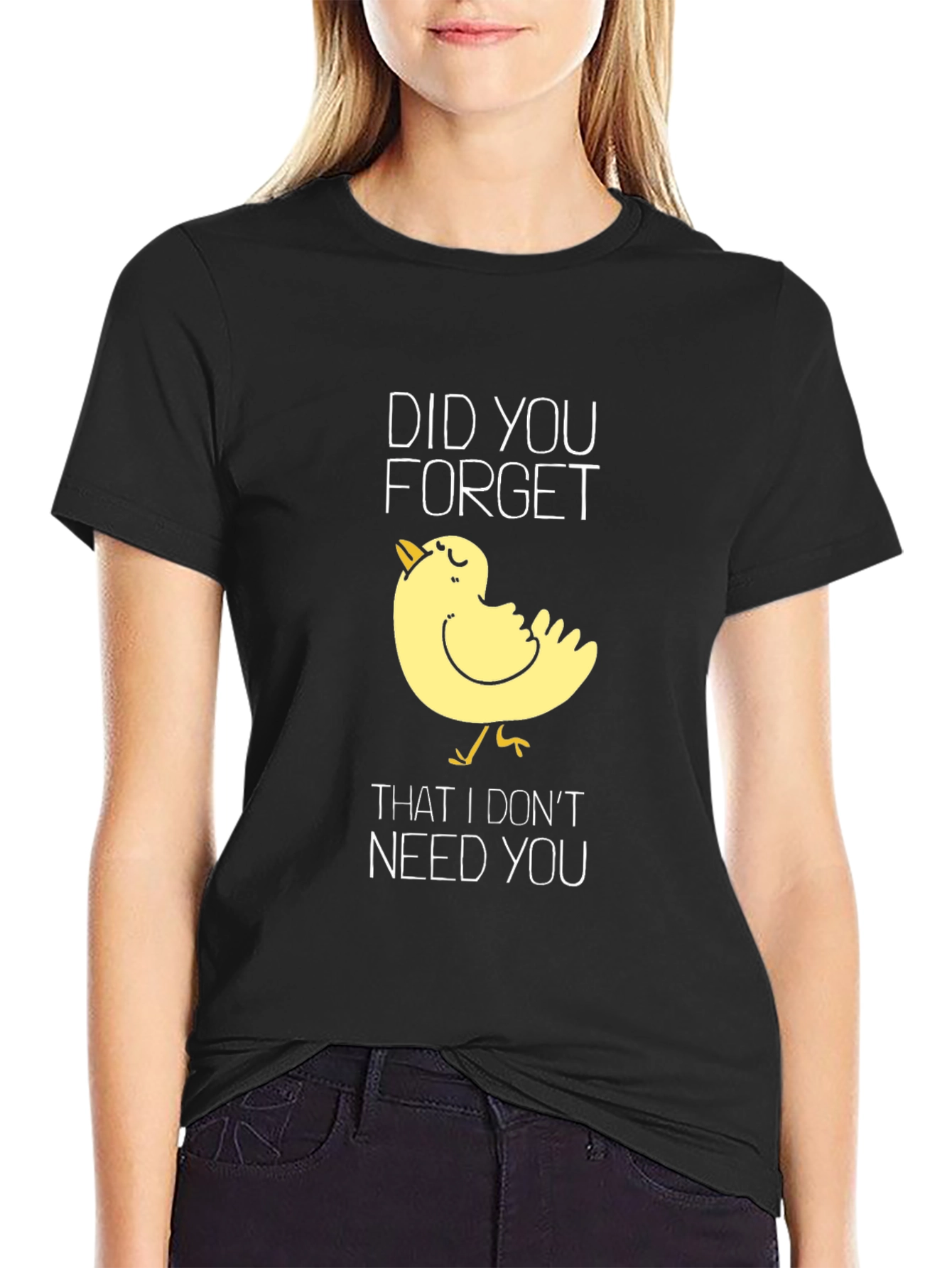 Black Funny Chick T-Shirt - Sarcastic Bird Tee view 2