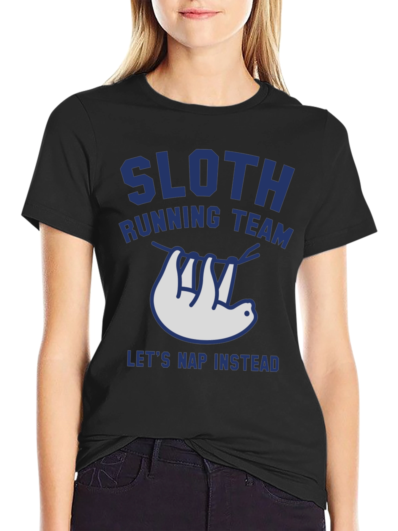 Black Sloth Running Team Tee - Let's Nap Instead view 2