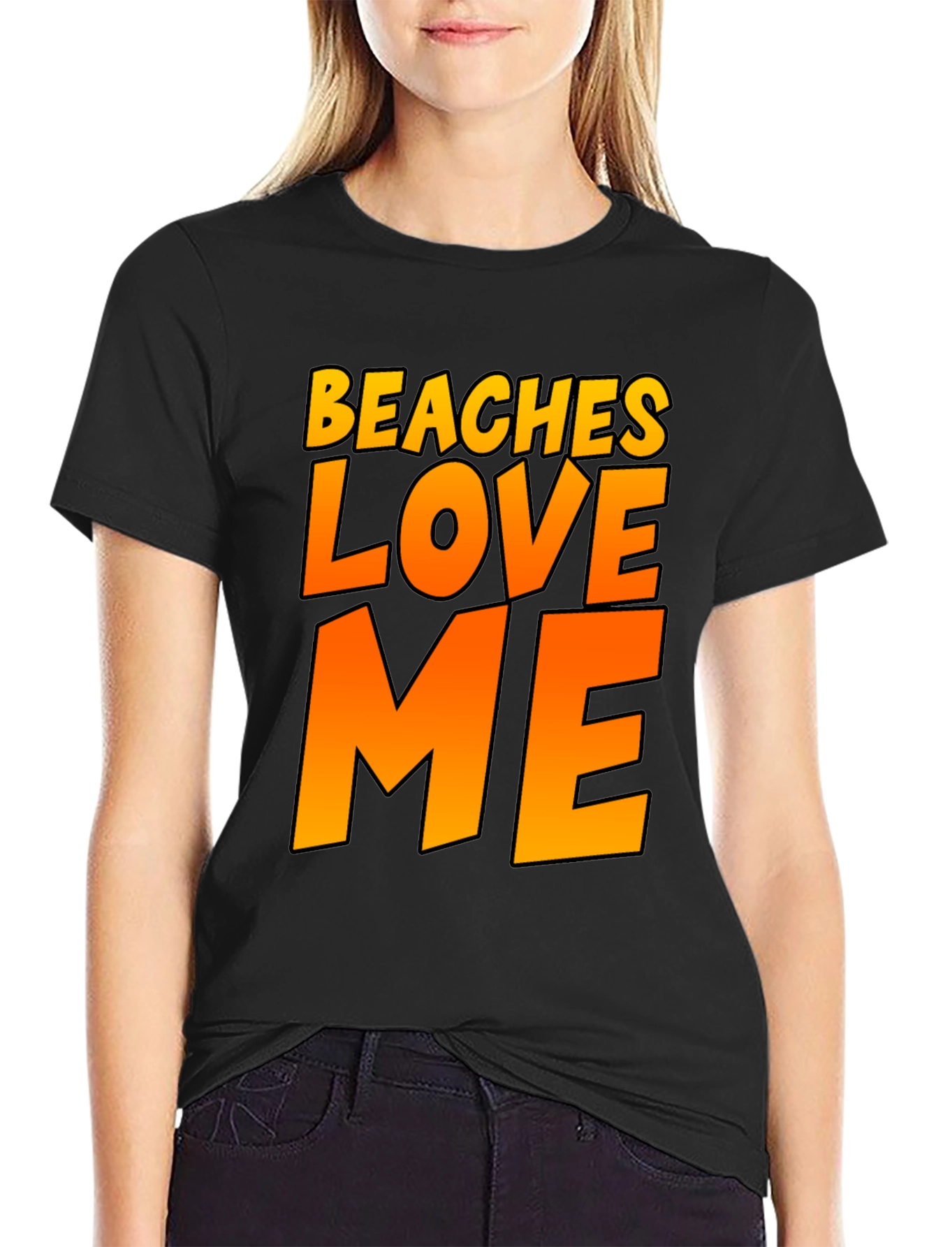 Black Beaches Love Me Graphic Tee - Black Summer Fun Shirt view 2