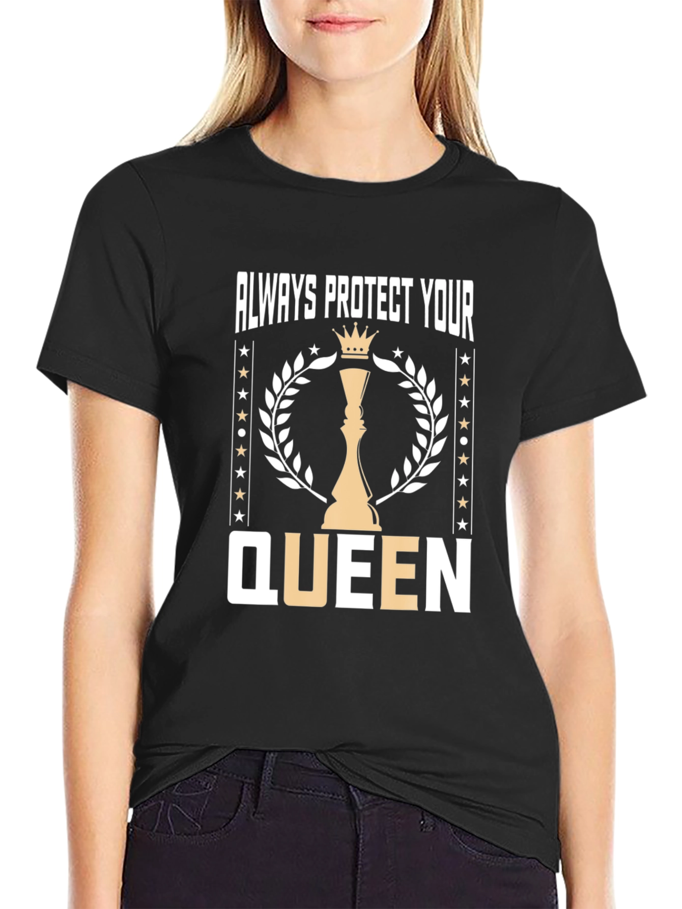 Black Protect Your Queen Chess Graphic T-Shirt view 2