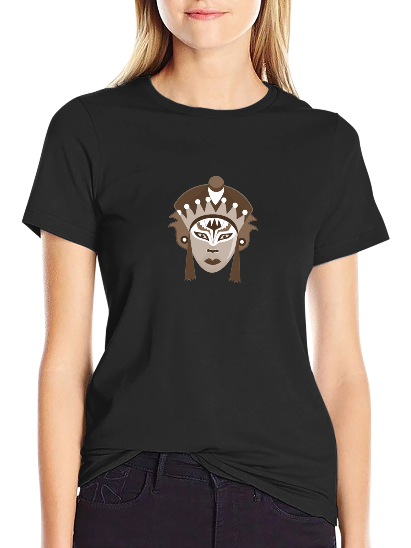 Black Tribal Mask Graphic Tee - Stylish and Unique view 2