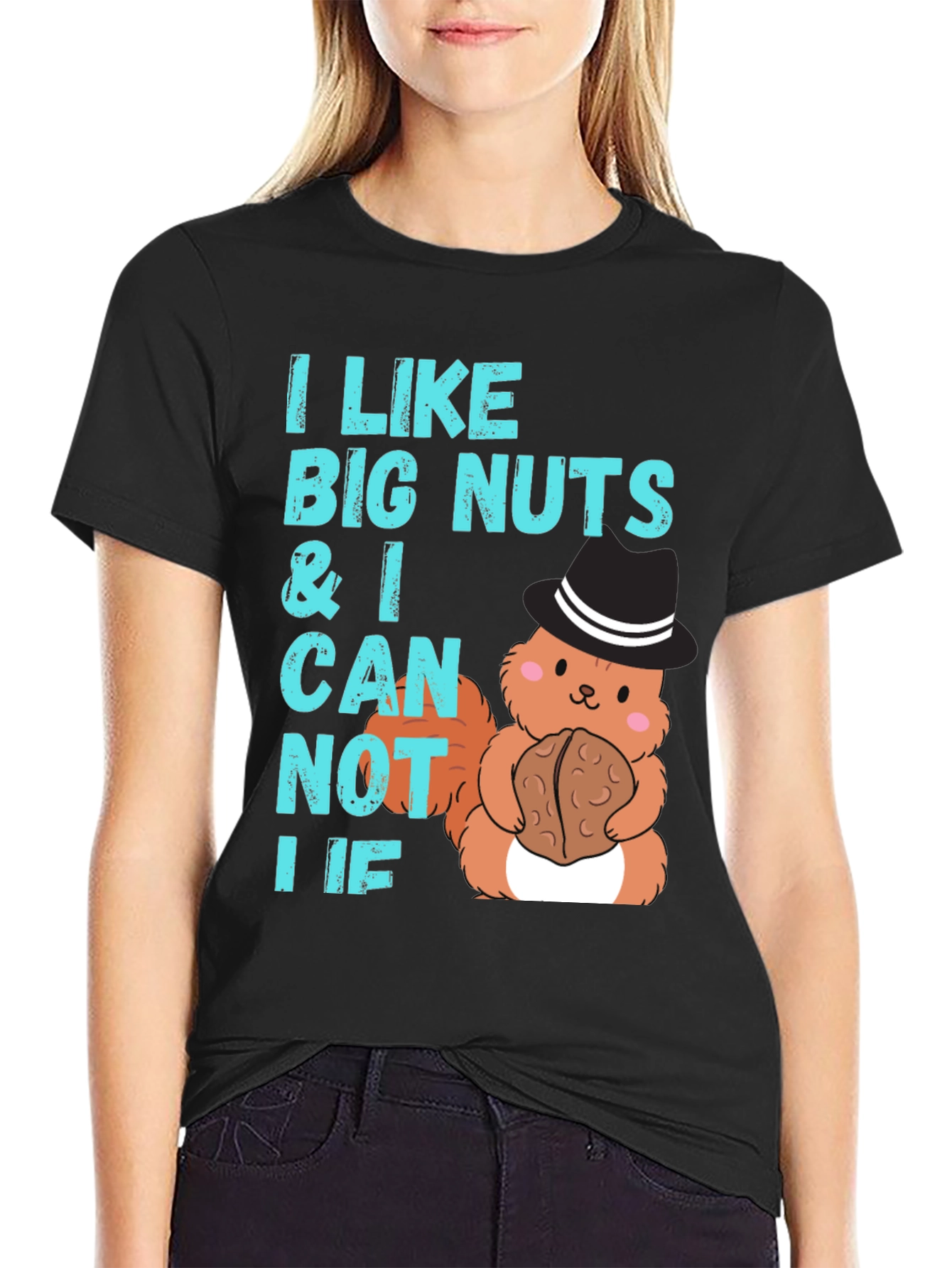 Black I Like Big Nuts Funny Squirrel T-Shirt view 2