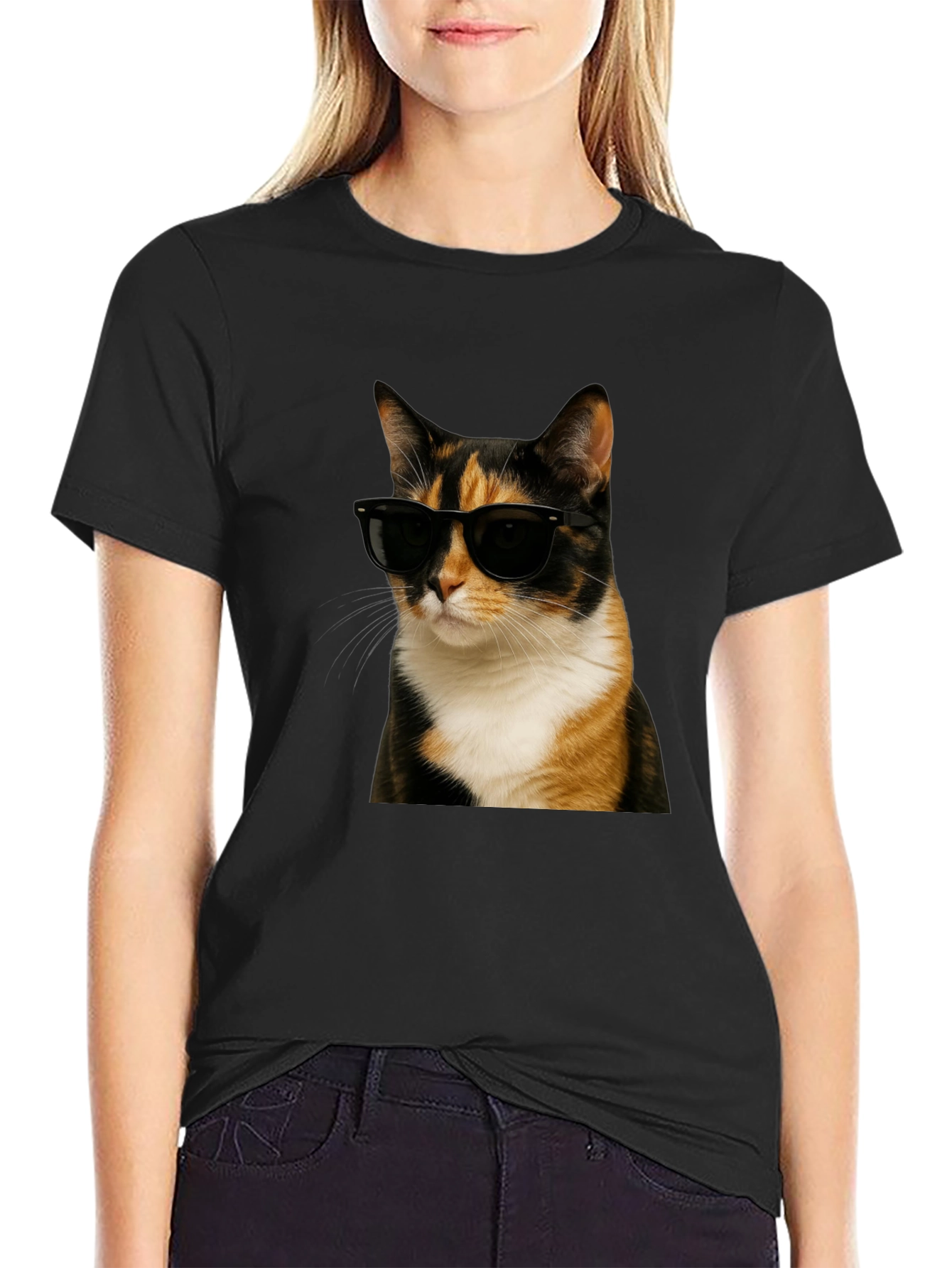 Black Cool Cat Graphic T-Shirt - Black view 2