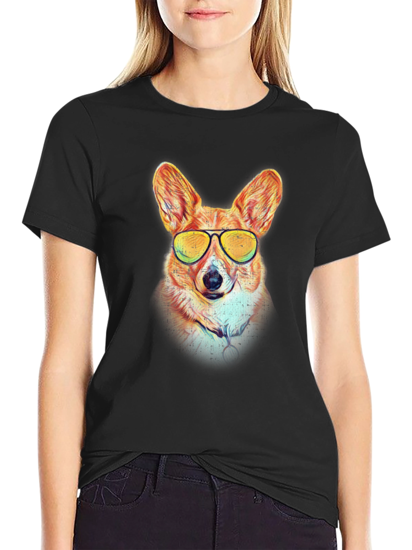 Black Cool Corgi Graphic Tee - Black view 2