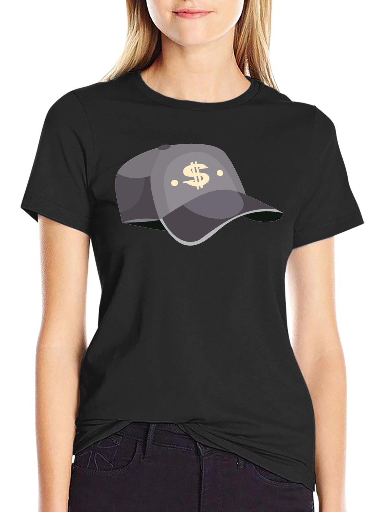 Black Trendy Black T-Shirt with Hat Graphic view 2