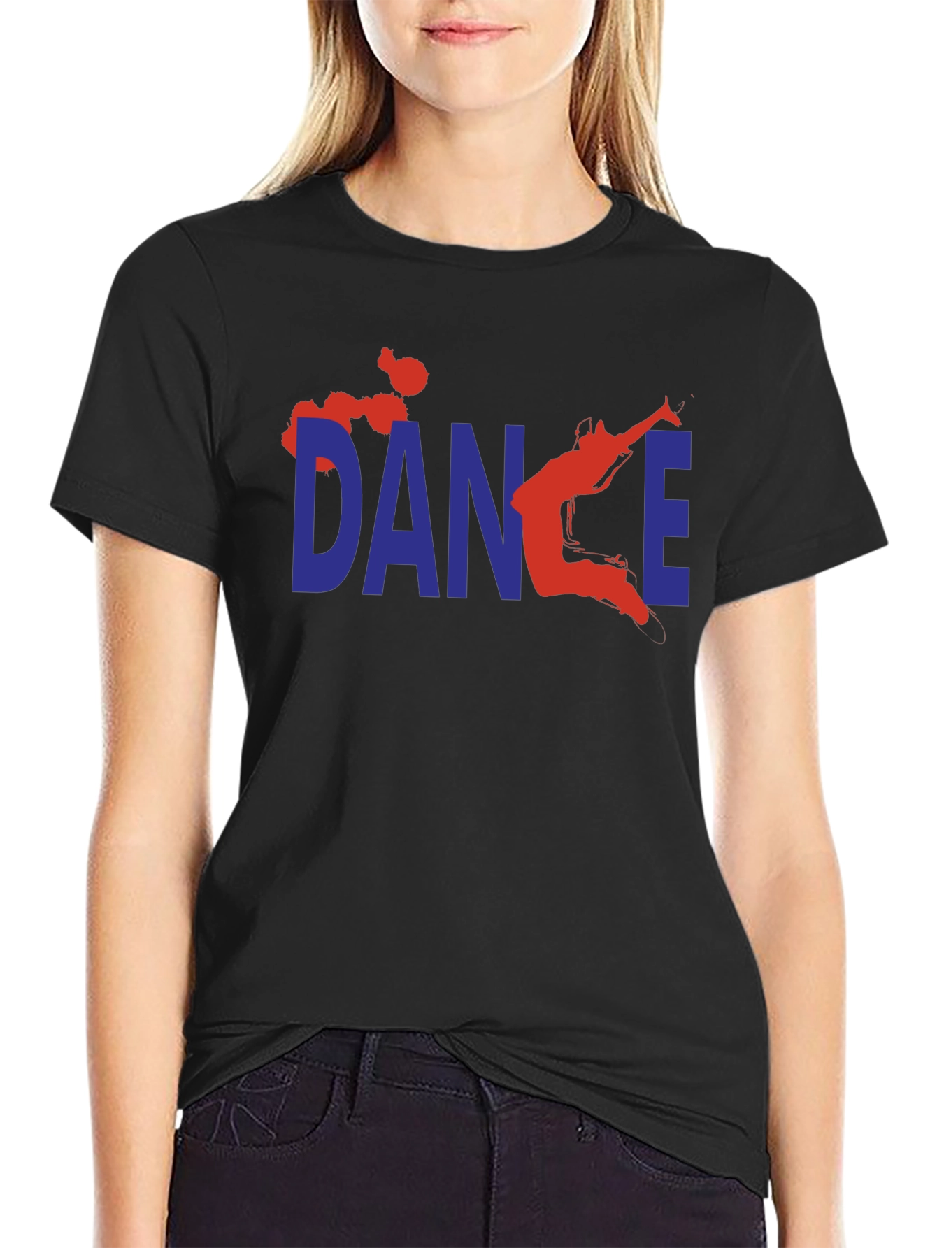 Black Dance Graphic T-Shirt - Black Cotton Tee view 2