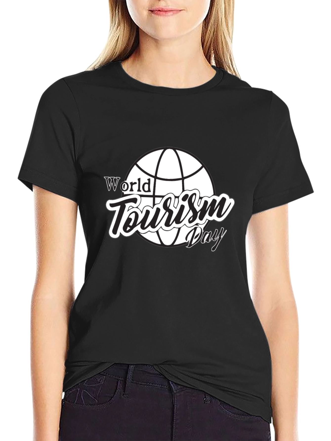 Black World Tourism Day Graphic Tee - Black view 2