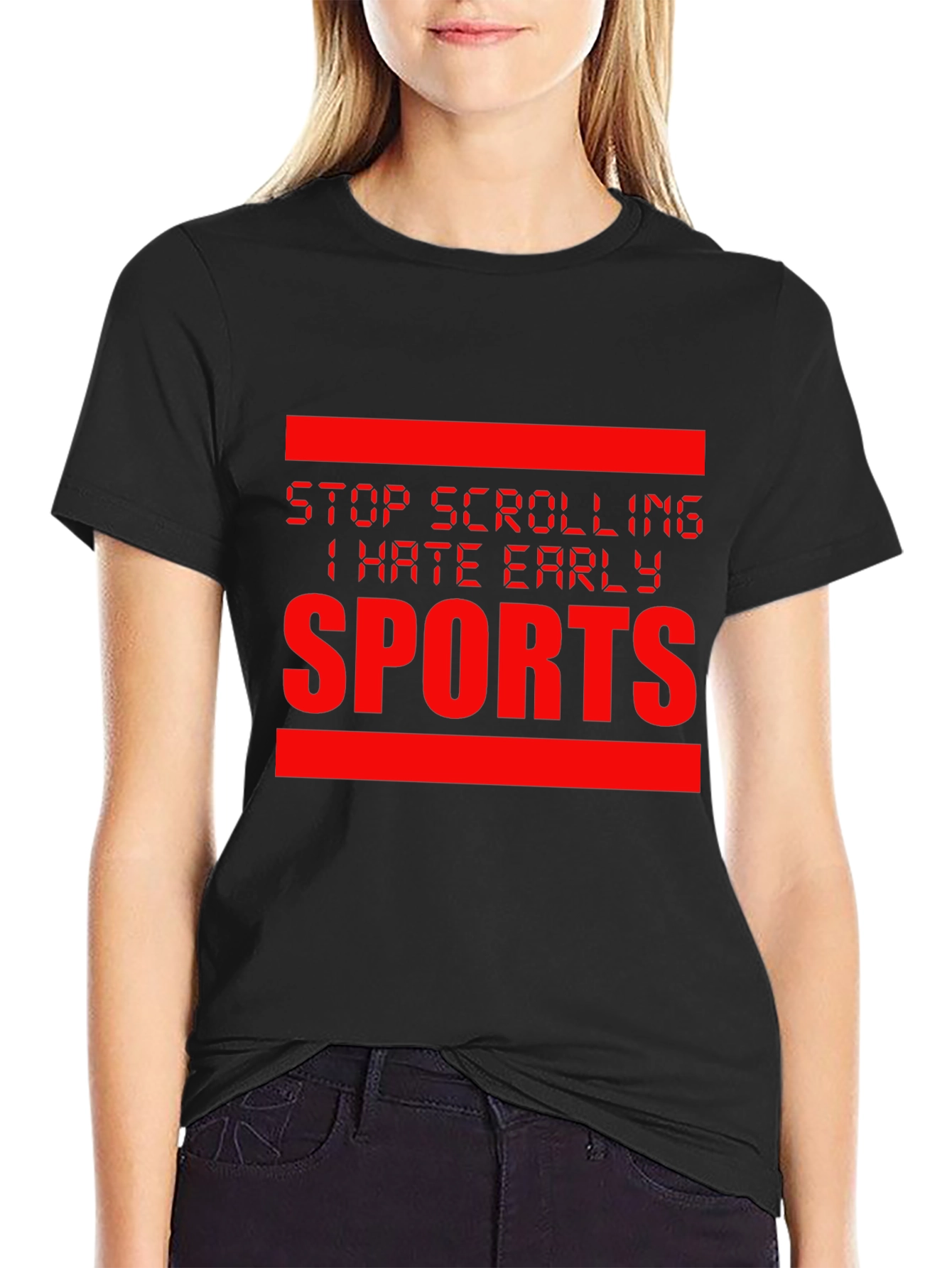 Black Stop Scrolling I Hate Early Sports Graphic Tee view 2