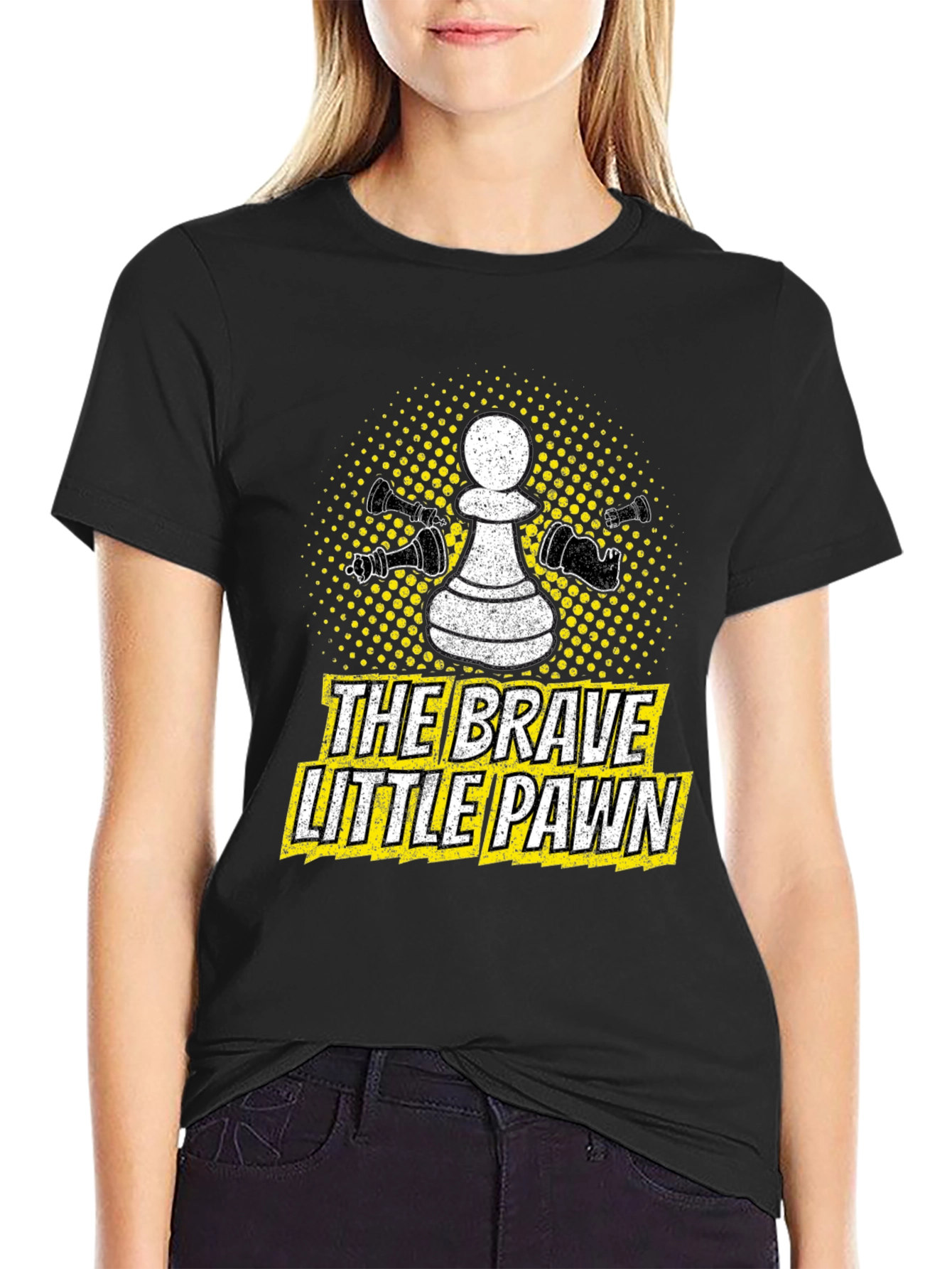 Black The Brave Little Pawn Graphic T-Shirt view 2
