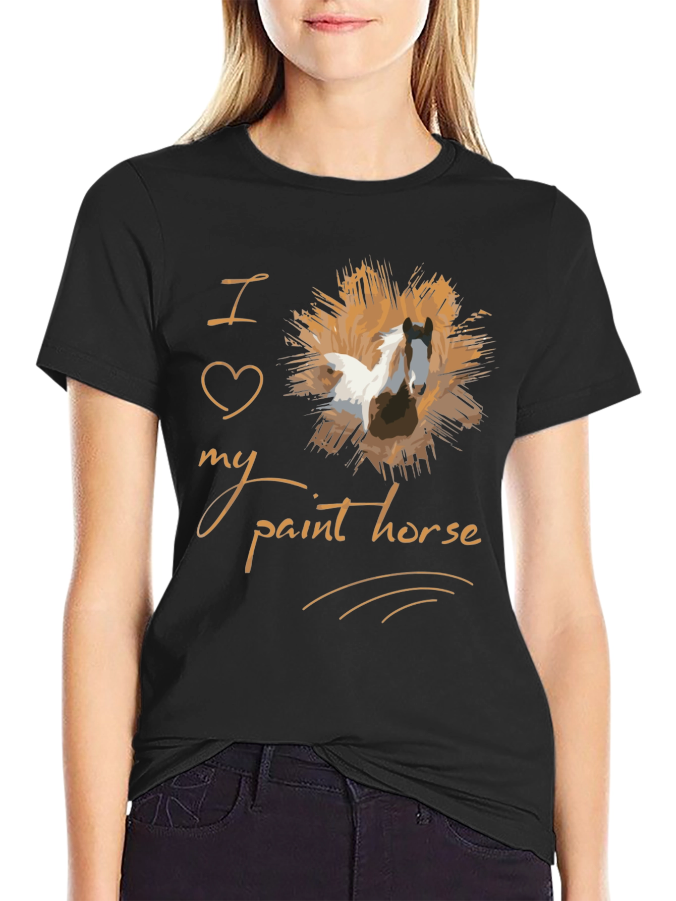 Black I Love My Paint Horse Graphic T-Shirt view 2