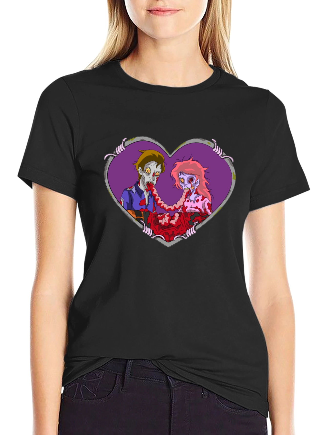 Black Zombie Love T-Shirt - Black Tee view 2