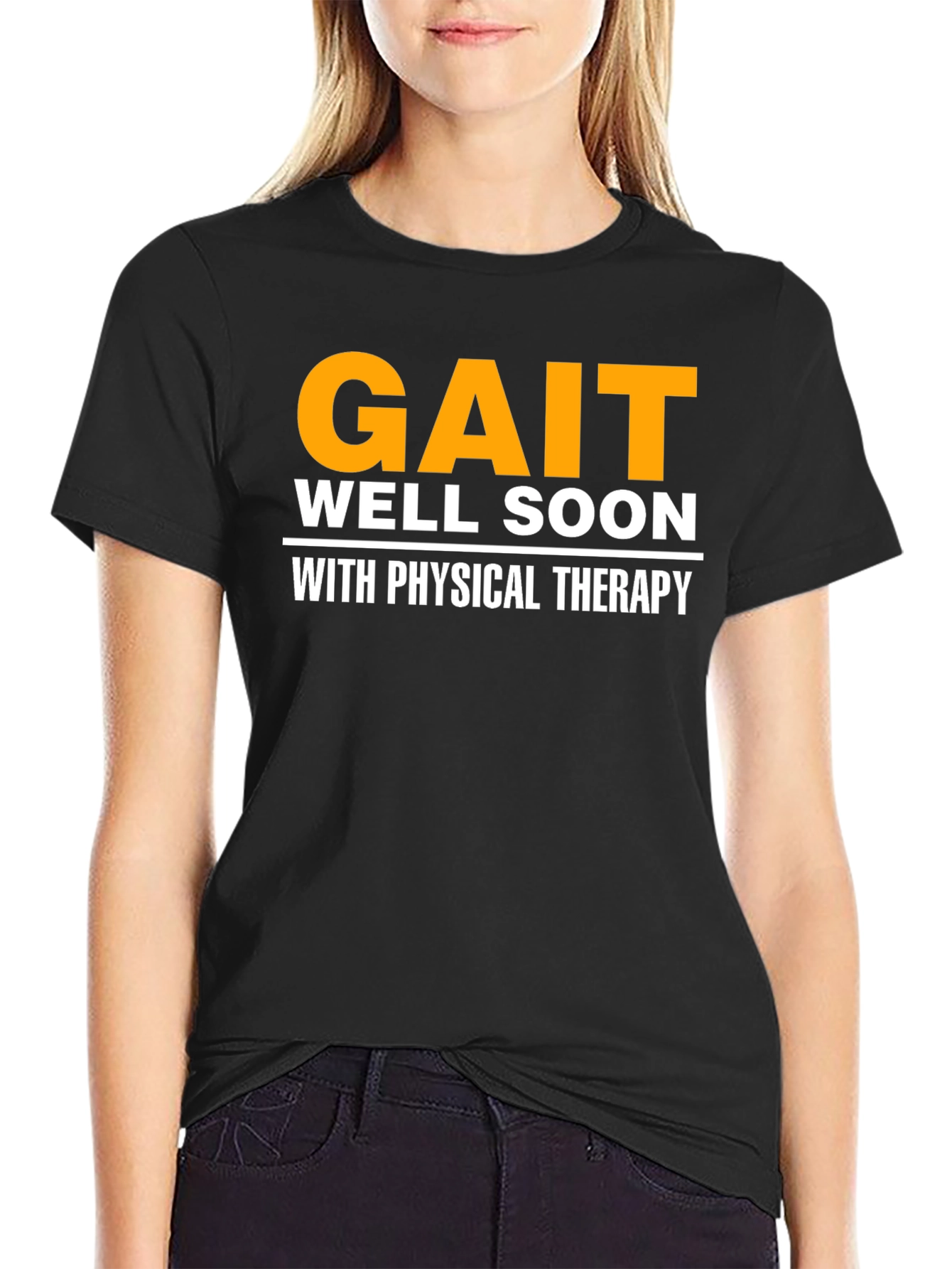 Black Gait Well Soon Physical Therapy Black T-Shirt view 2