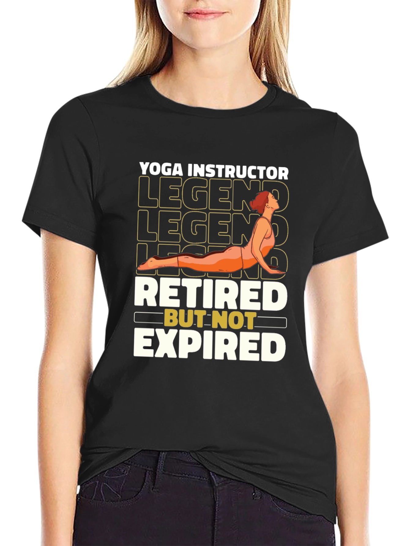 Black Retired Yoga Instructor Legend T-Shirt view 2