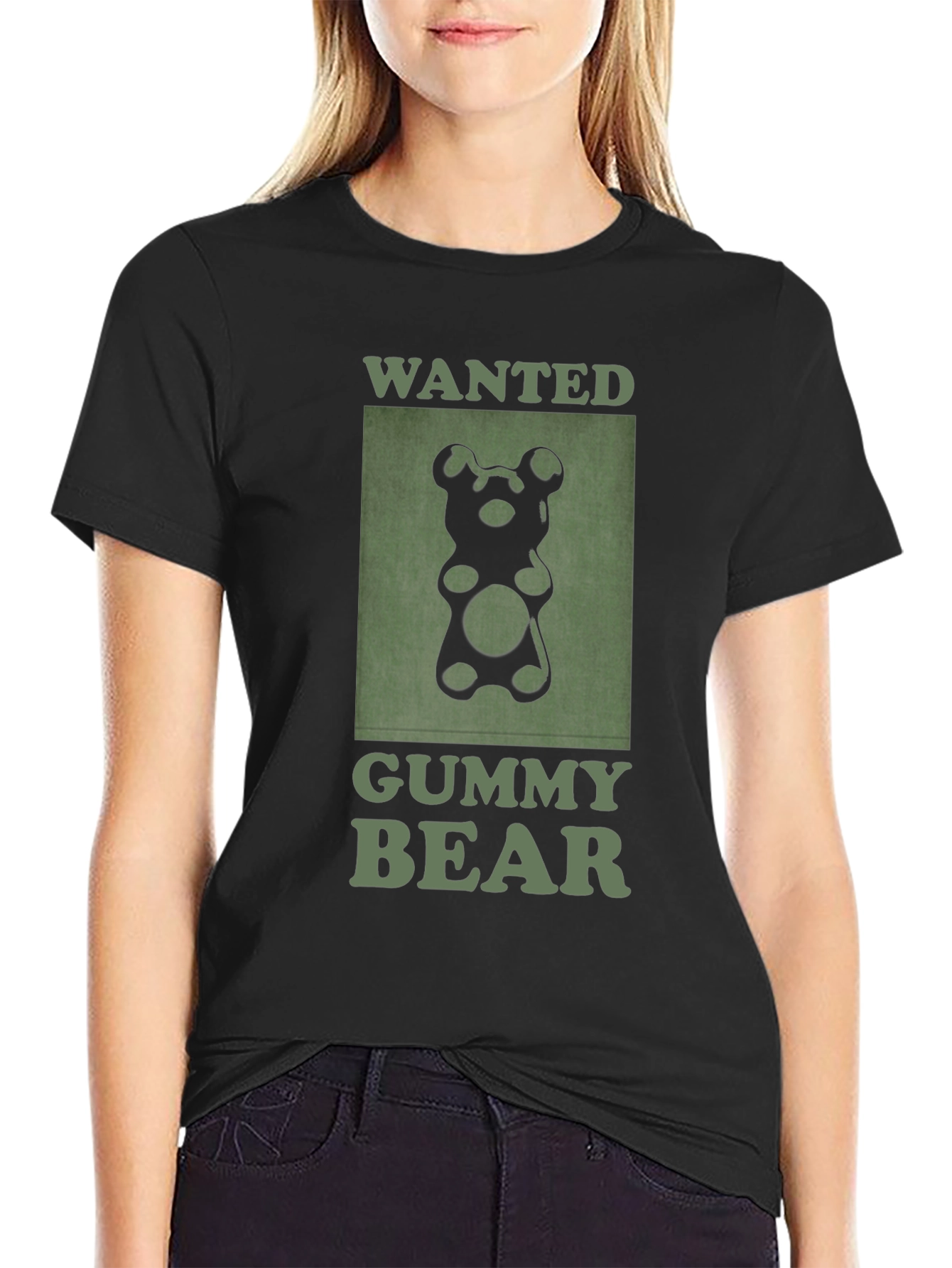 Black Wanted Gummy Bear Black Graphic Tee view 2