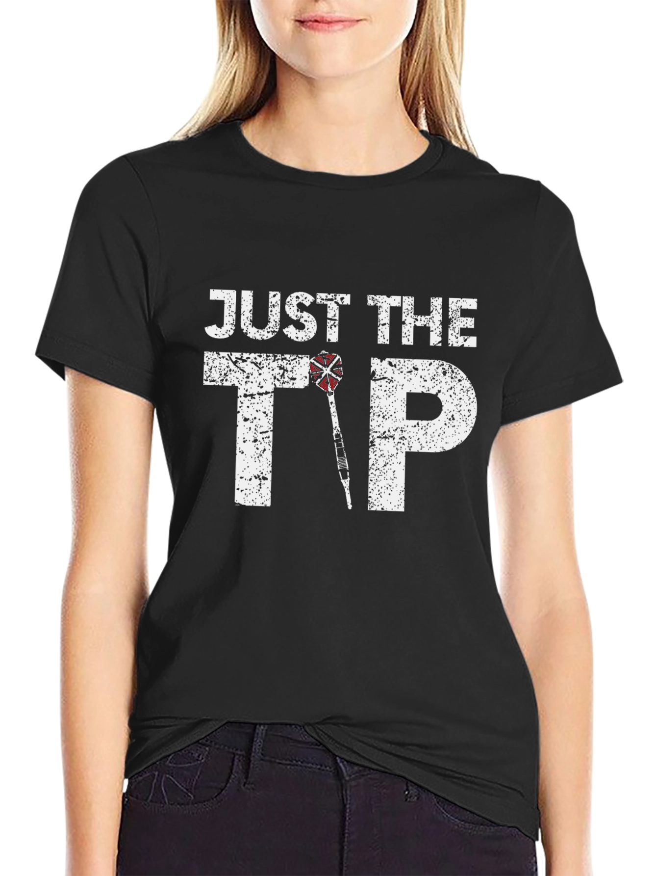 Black Just The Tip Funny Dart T-Shirt view 2