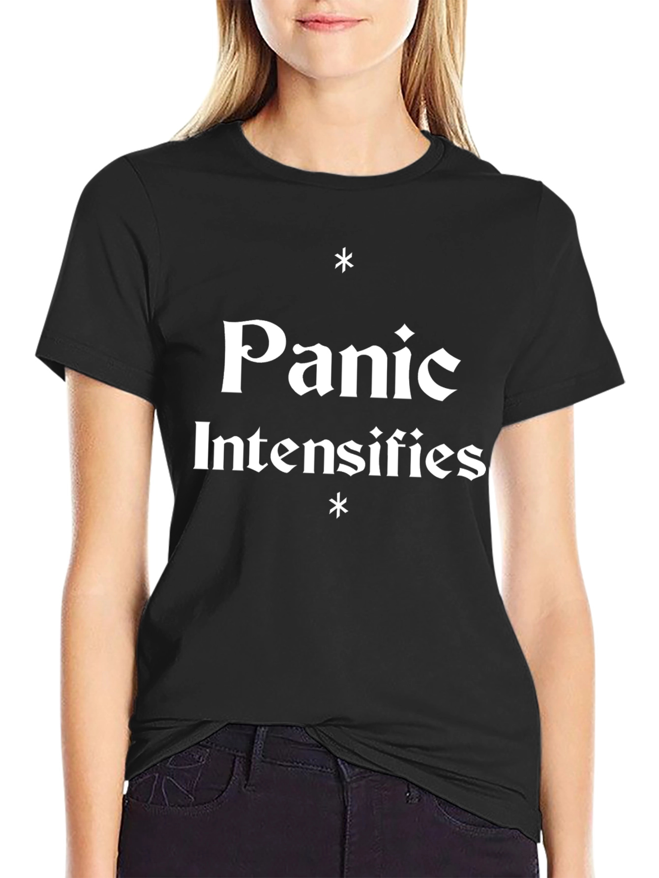 Black Panic Intensifies Graphic Tee - Black Cotton T-Shirt view 2