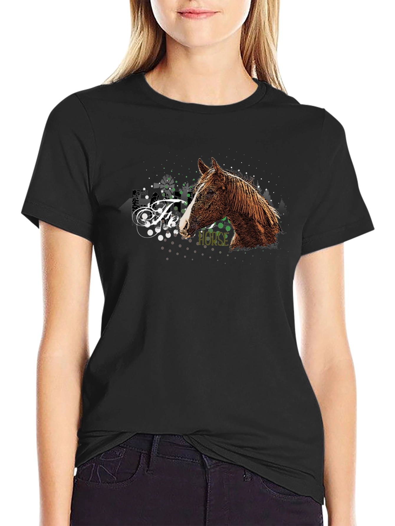 Black Horse Graphic Print Black T-Shirt view 2