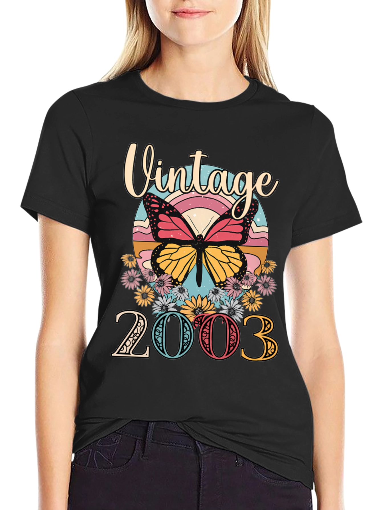Black Vintage 2003 Butterfly Graphic Tee view 2