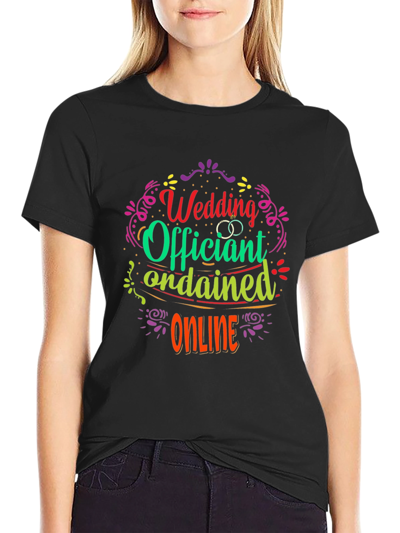 Black Wedding Officiant Ordained Online T-Shirt view 2
