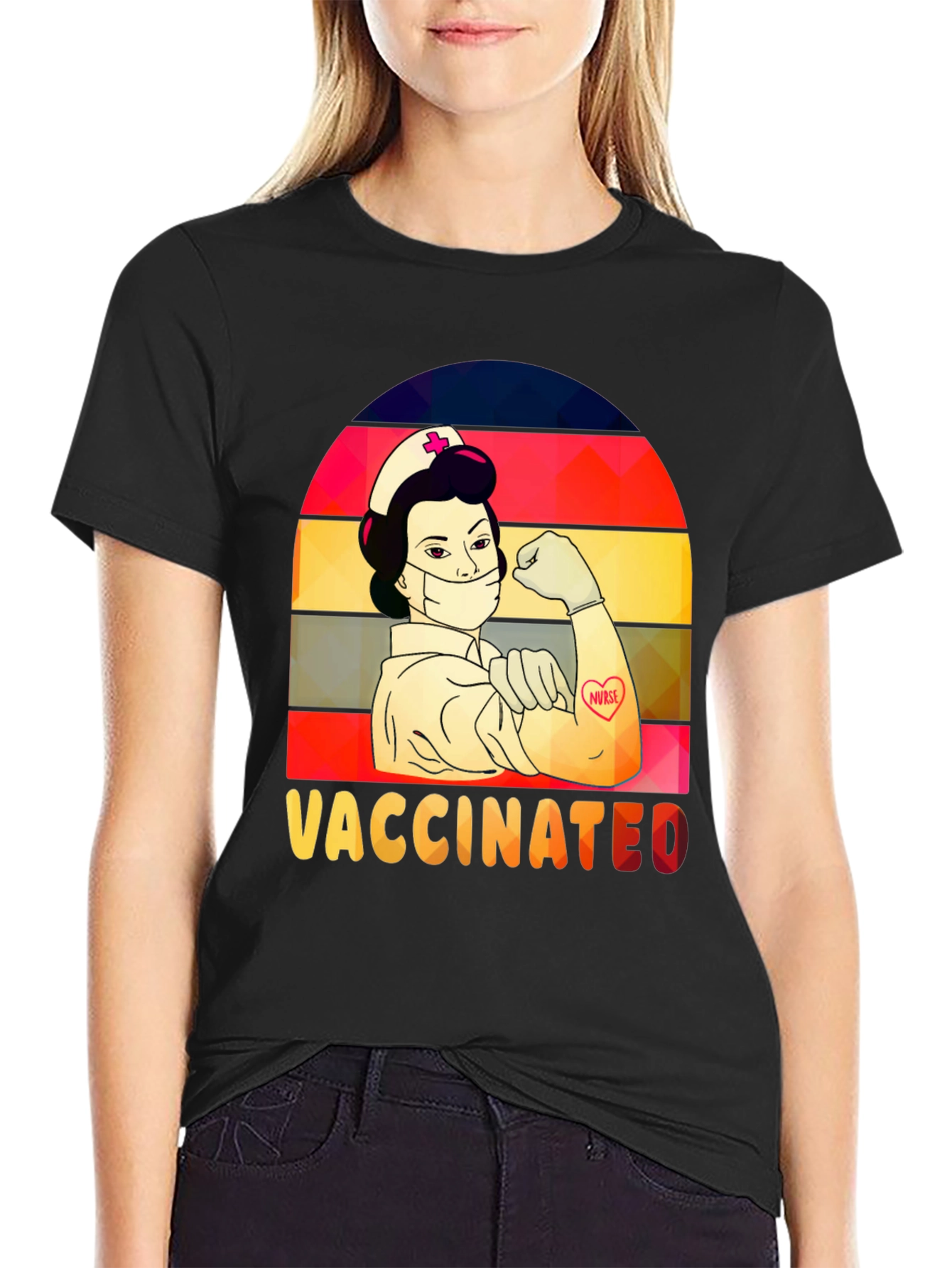 Vaccinated Nurse T-Shirt -  Retro Design - 2