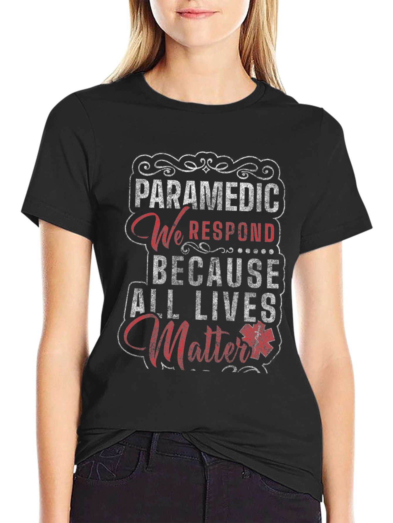 Black Paramedic All Lives Matter Graphic T-Shirt view 2