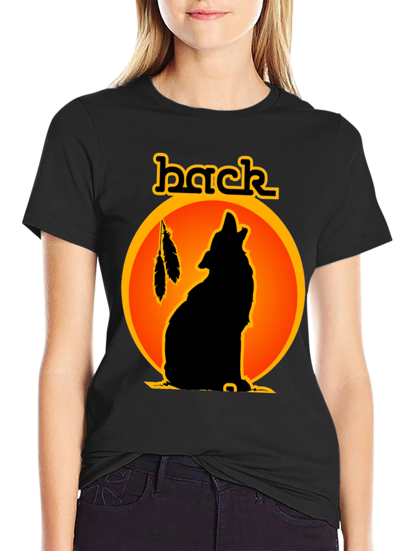 Black Wolf Silhouette Graphic Tee view 2