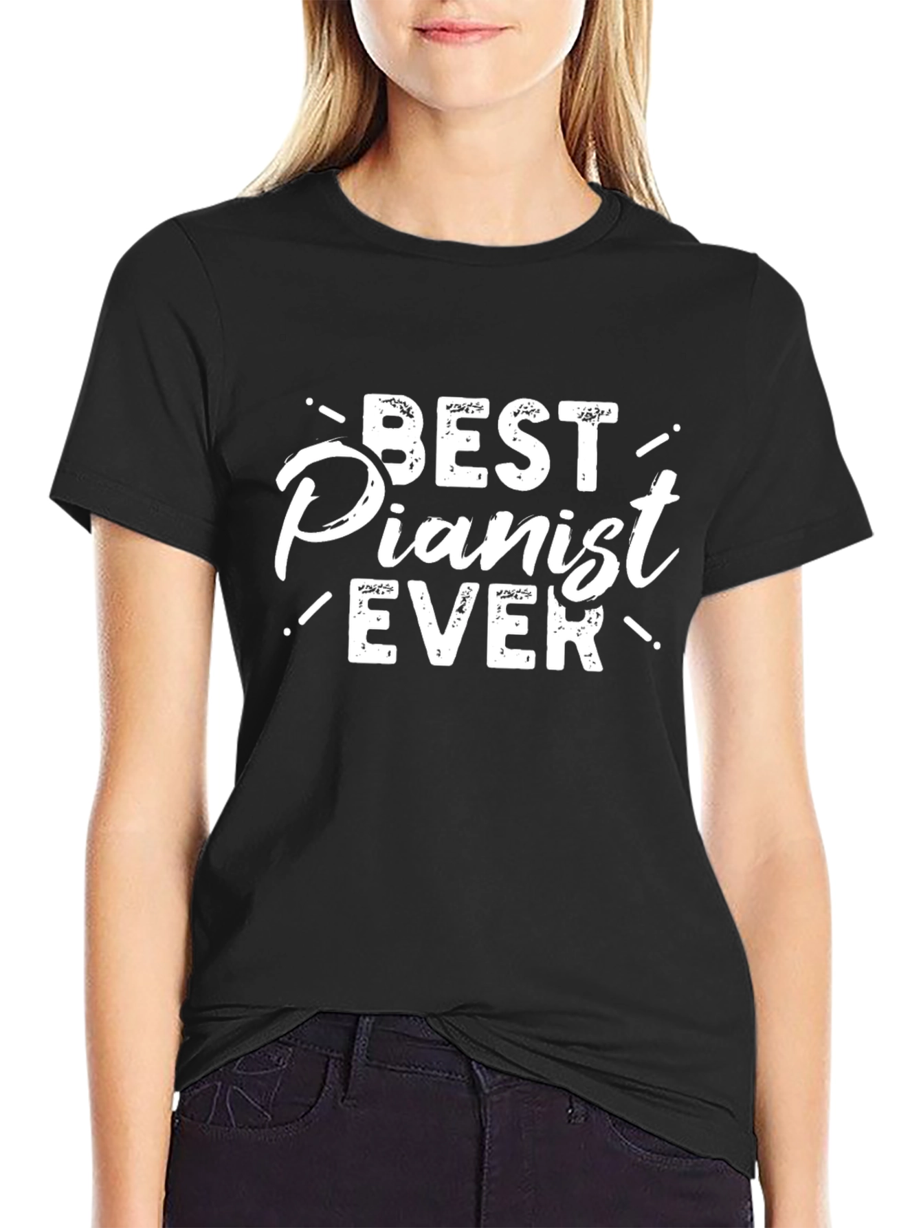 Black Best Pianist Ever T-Shirt - Musician Tee view 2