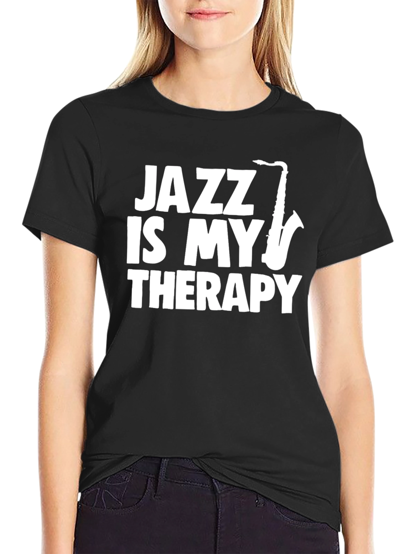 Black Jazz Is My Therapy Graphic T-Shirt view 2