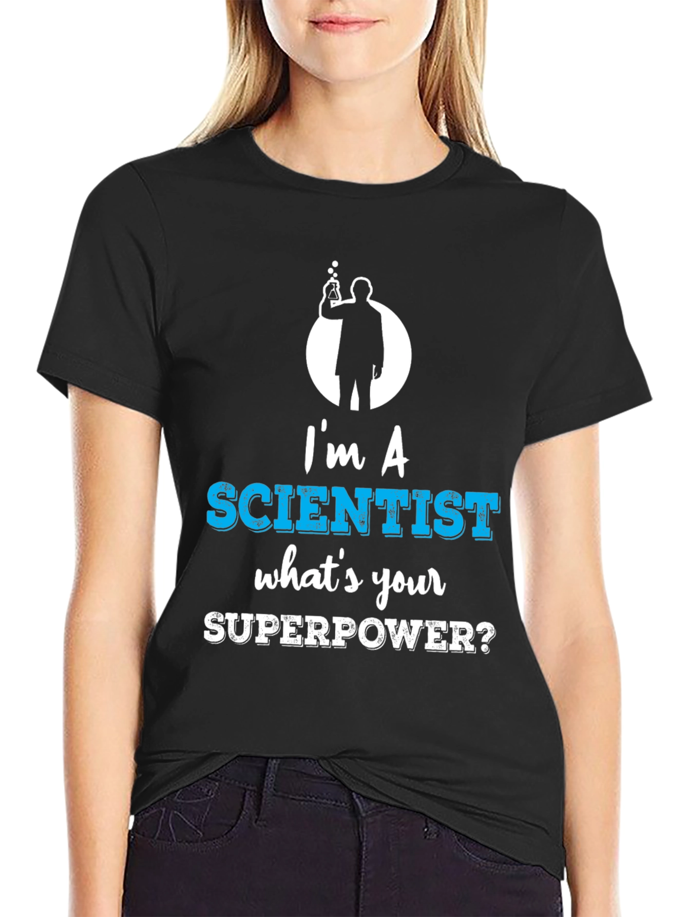 Black I'm a Scientist What's Your Superpower Funny T-Shirt view 2