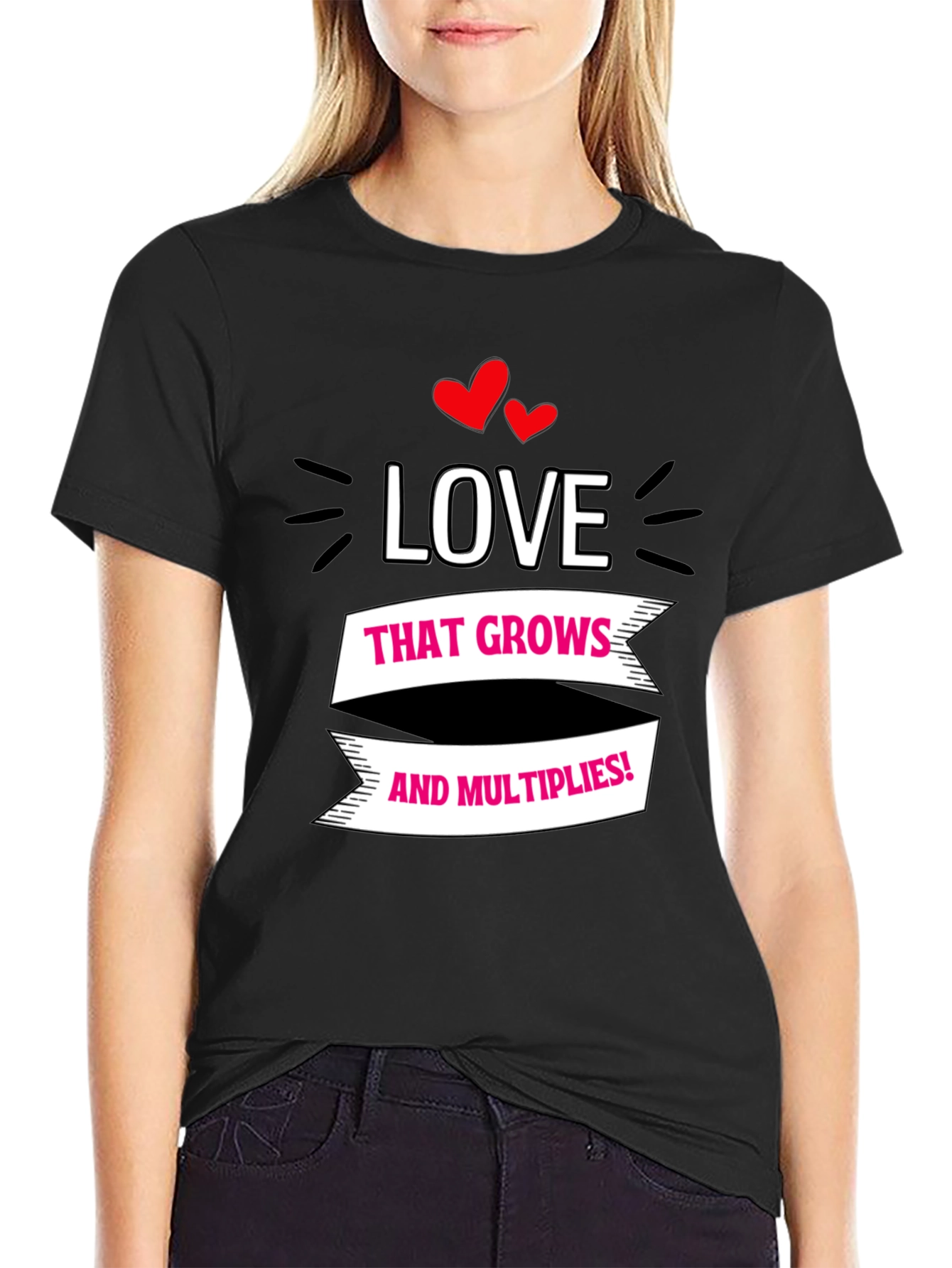 Black Love Grows T-Shirt - Black Cotton Tee view 2