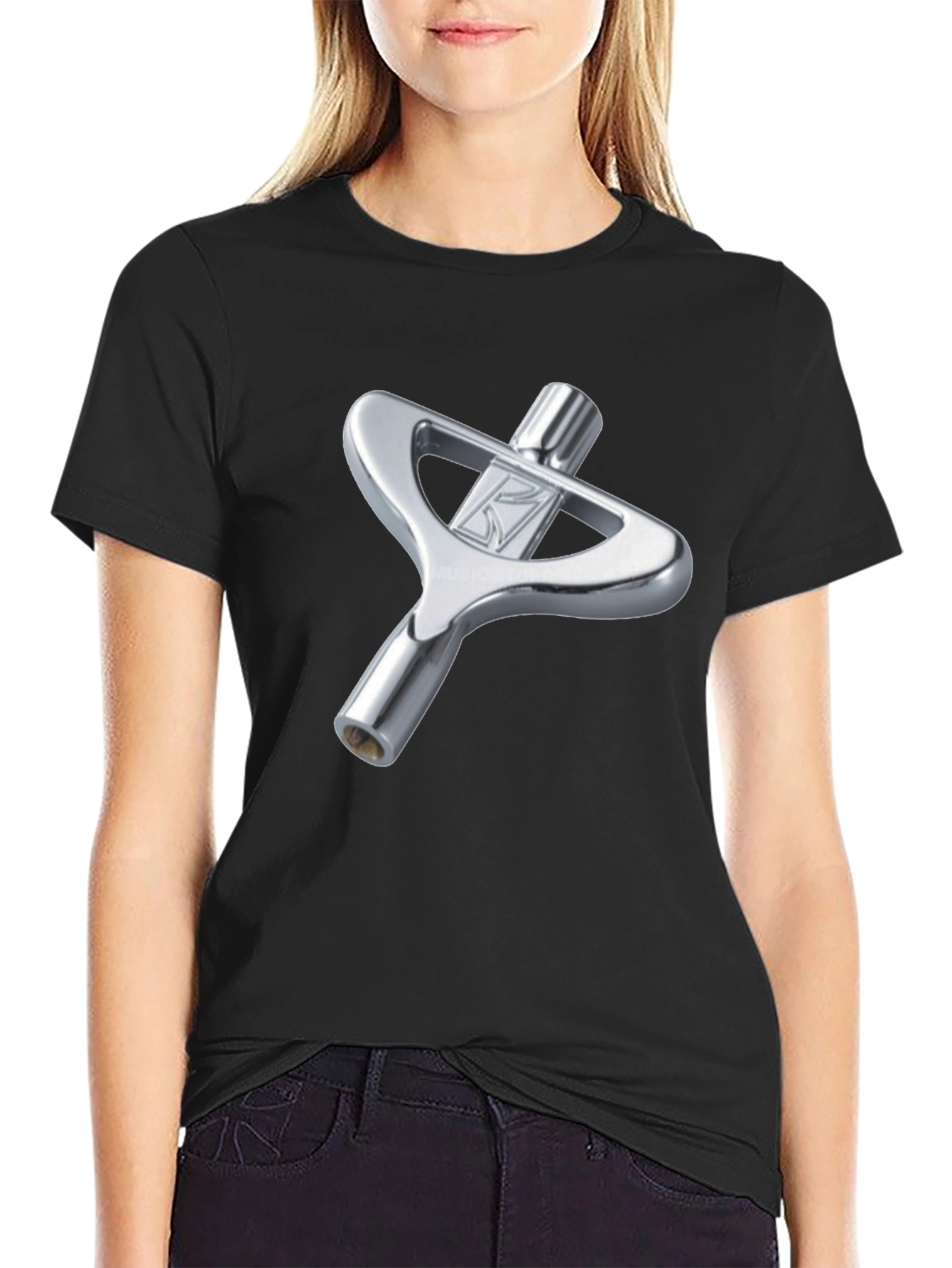 Black Drum Key Graphic Tee - Music Lover T-Shirt view 2