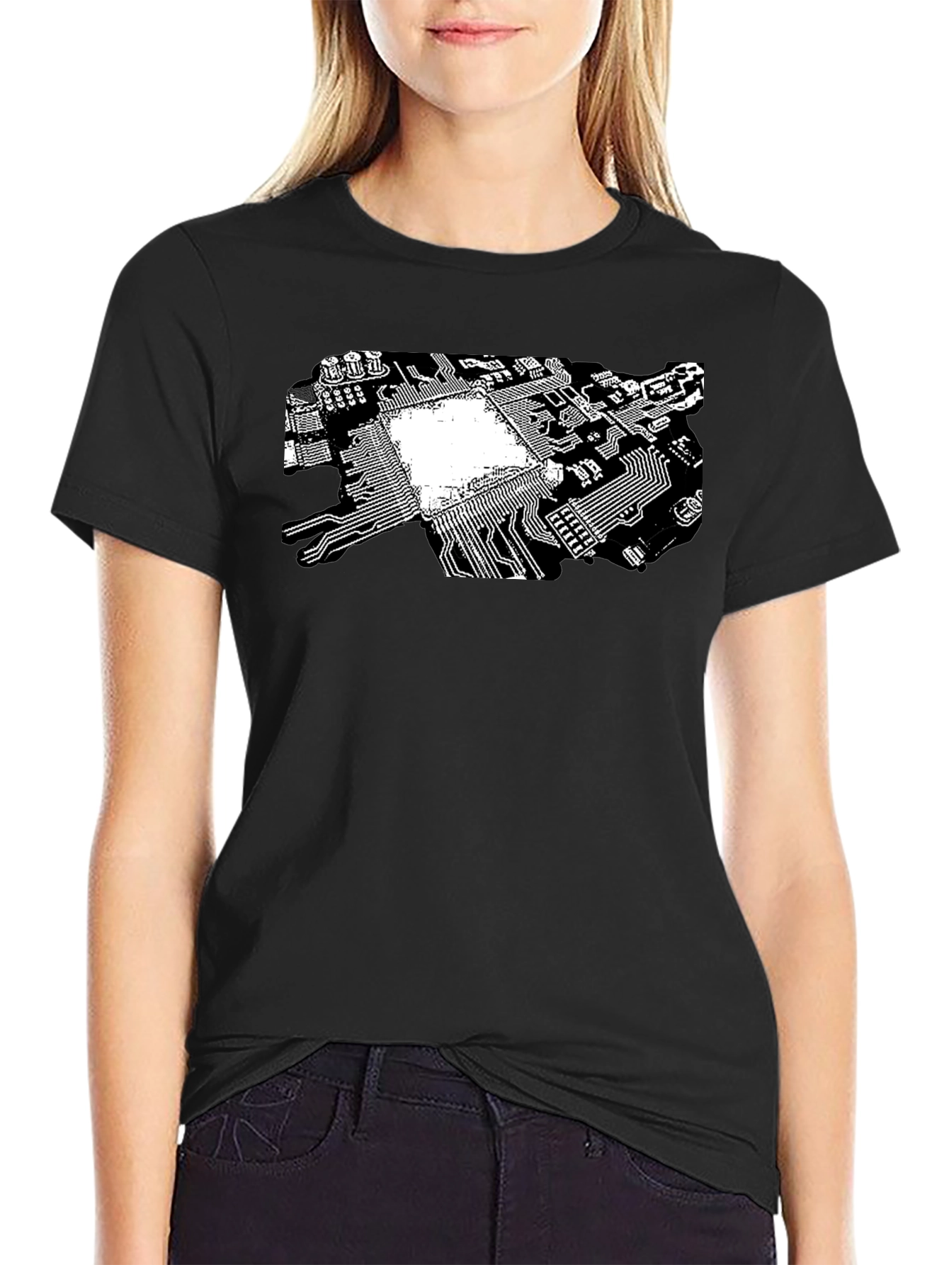 Black Tech Circuit Board Graphic Tee - Black view 2