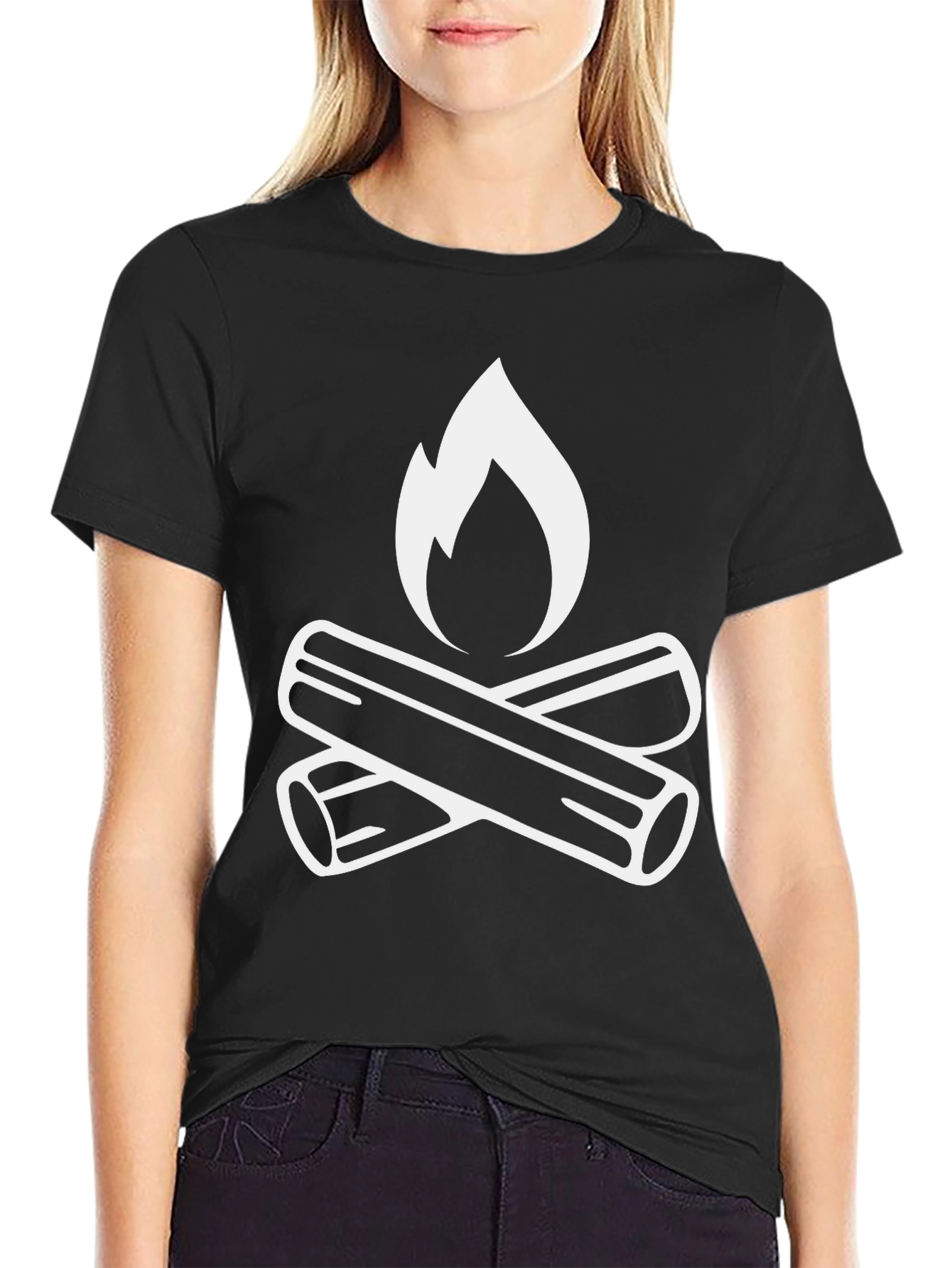 Black Campfire Graphic Tee - Black Cotton T-Shirt view 2