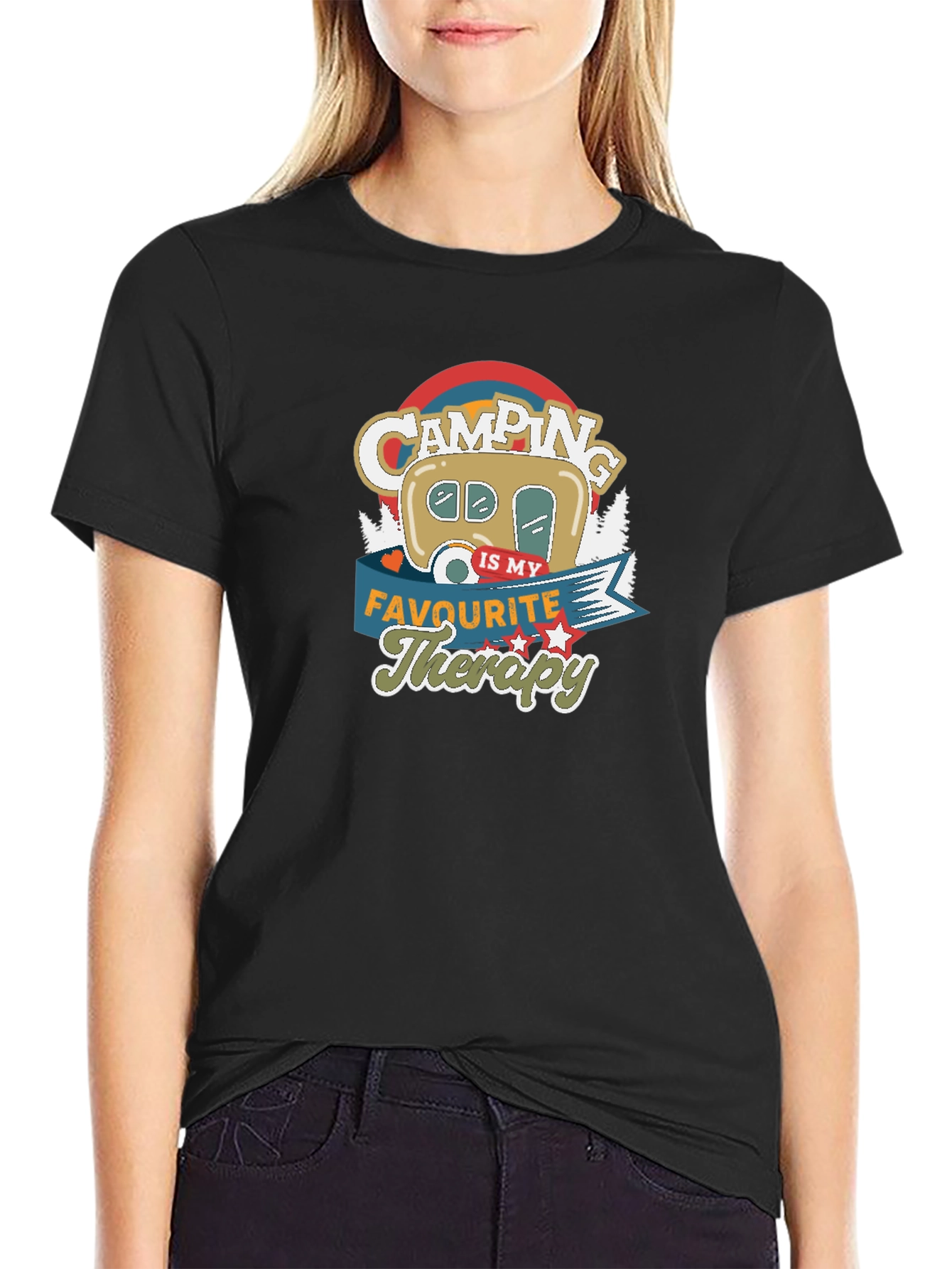 Black Camping Is My Favorite Therapy Graphic T-Shirt view 2