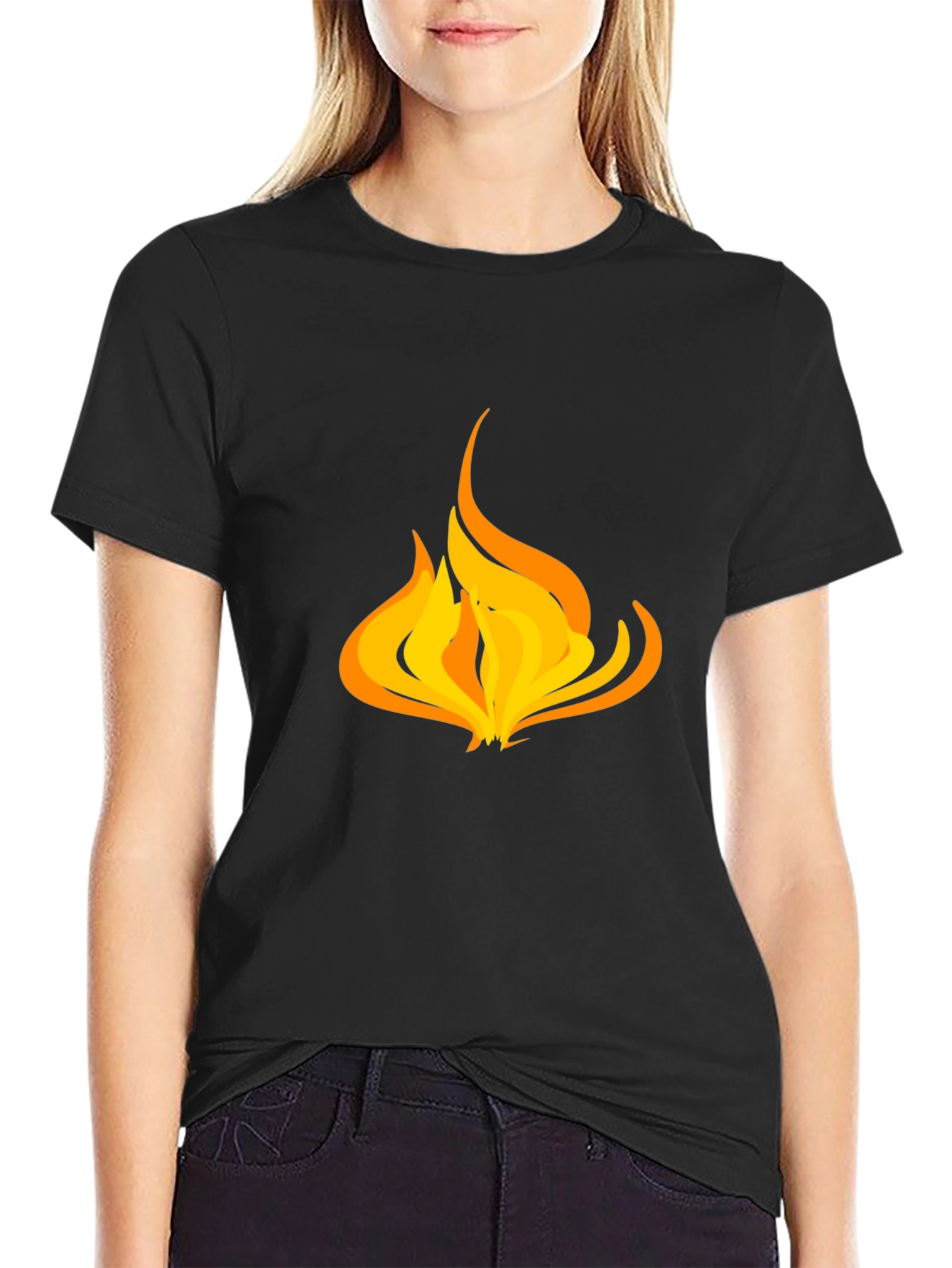 Black Flame Graphic Black T-Shirt - Casual Style view 2