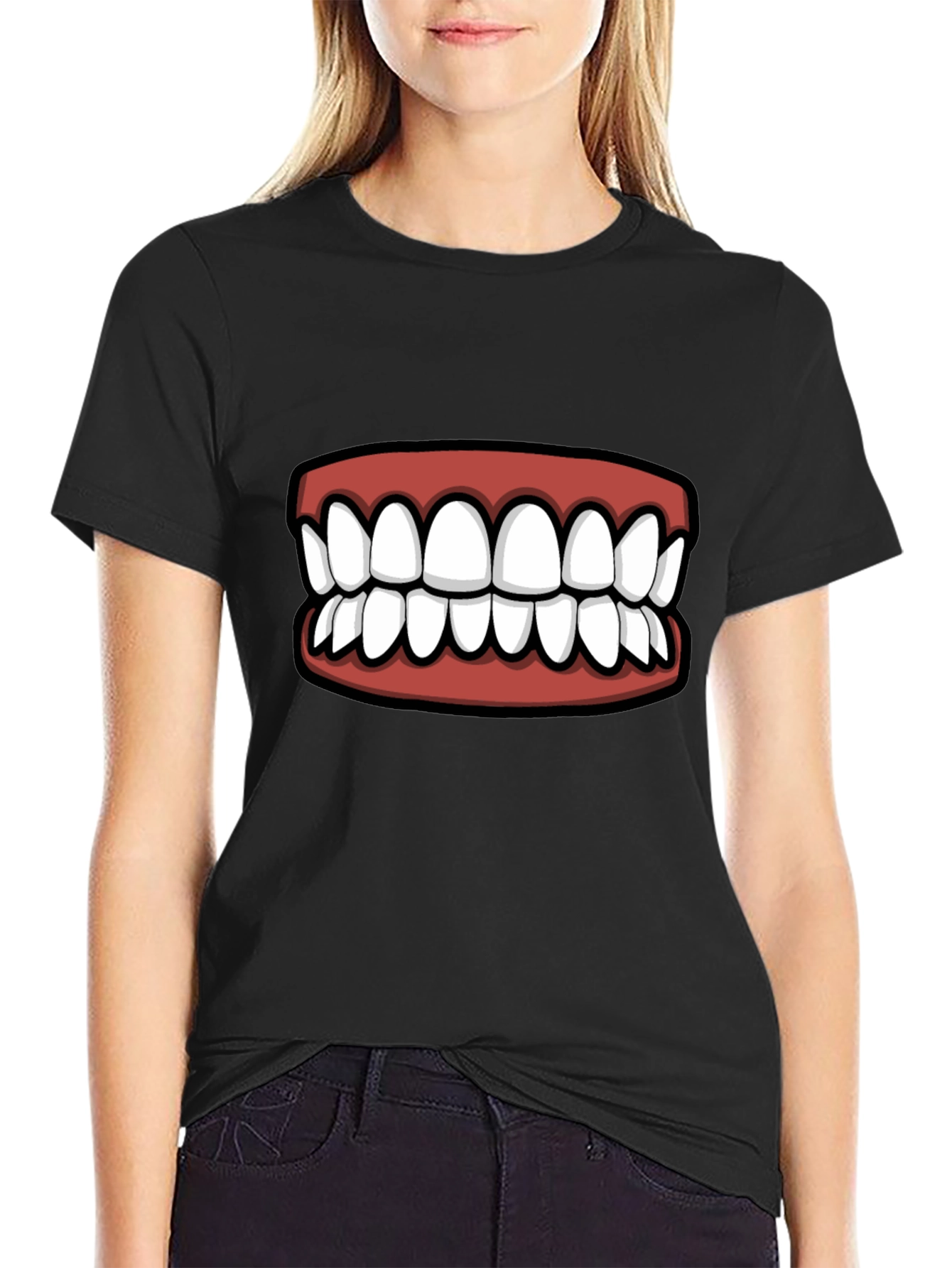 Black Funny Teeth Graphic T-Shirt - Statement Tee view 2