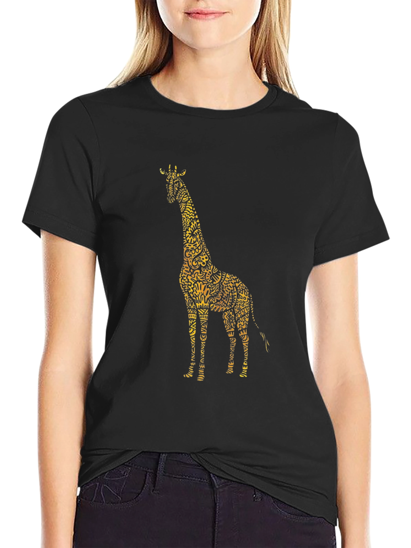 Black Giraffe Graphic T-Shirt - Stylish Animal Print Tee view 2