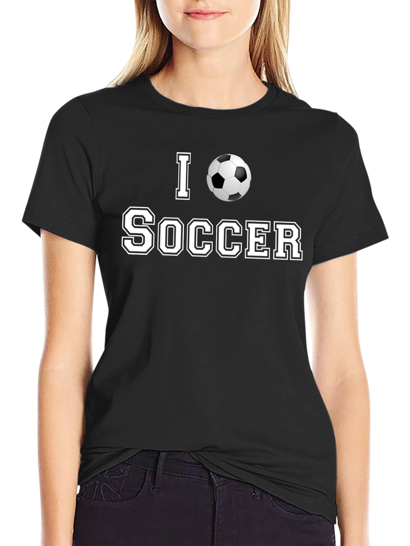 Black I Love Soccer T-Shirt - Stylish Design view 2