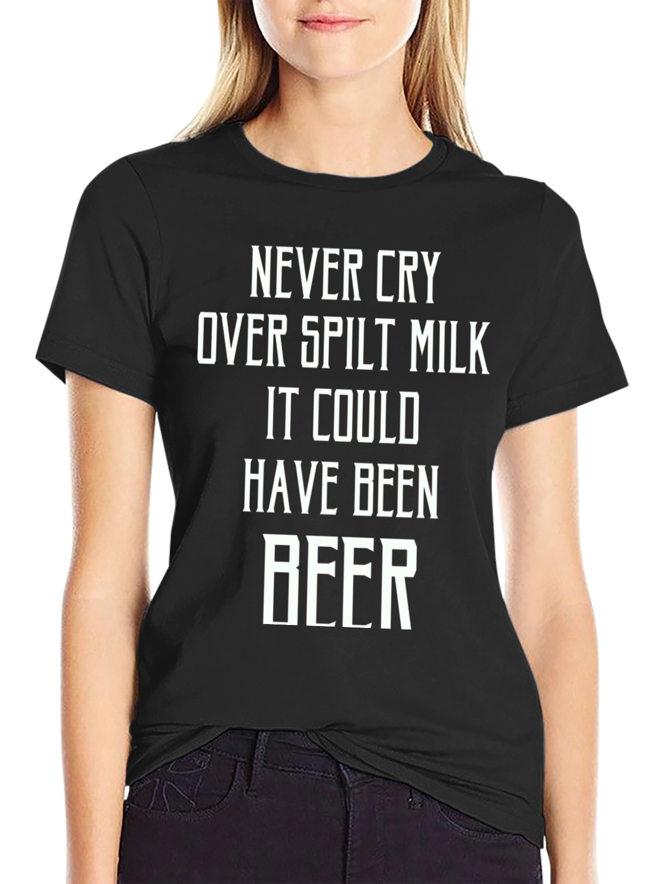 Black Spilt Milk Beer Graphic Tee - Funny Slogan T-Shirt view 2