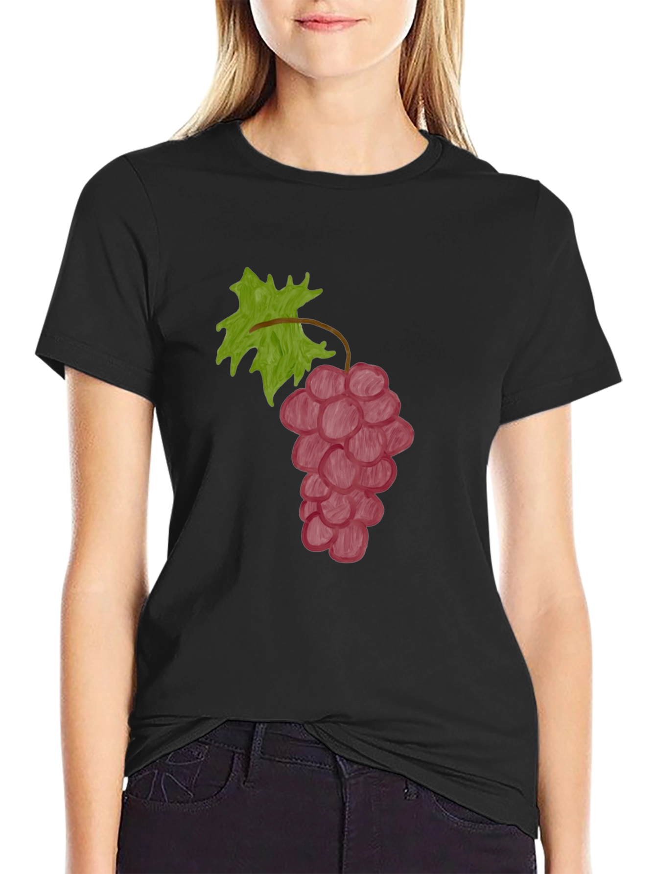 Black Grape Graphic Tee - Casual Black T-Shirt view 2